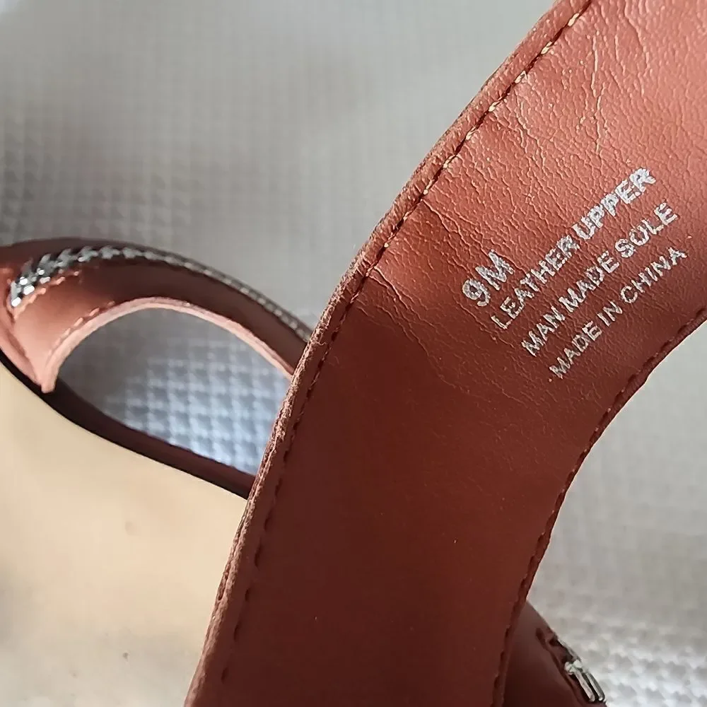 Rebecca Minkoff Marciann Brown Sandals with Silver Zipper